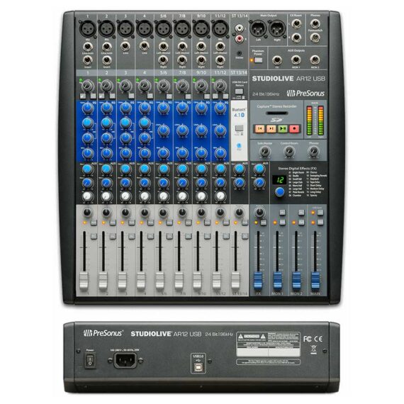 Presonus StudioLive AR12 USB - Mezcladora híbrida de 14 canales para conciertos y grabación.